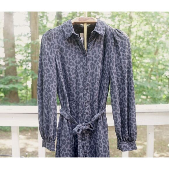 a new day Grey Leopard Button Up Long Sleeve Midi Dress - Picture 2 of 5
